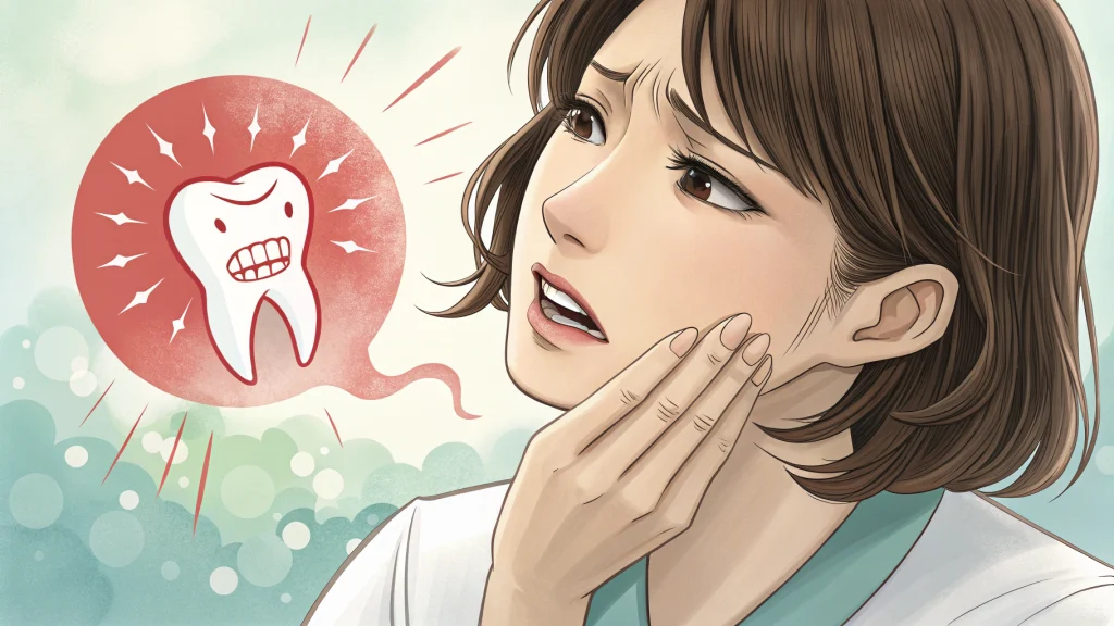 歯のぐらつきが心配で頬を押さえる女性