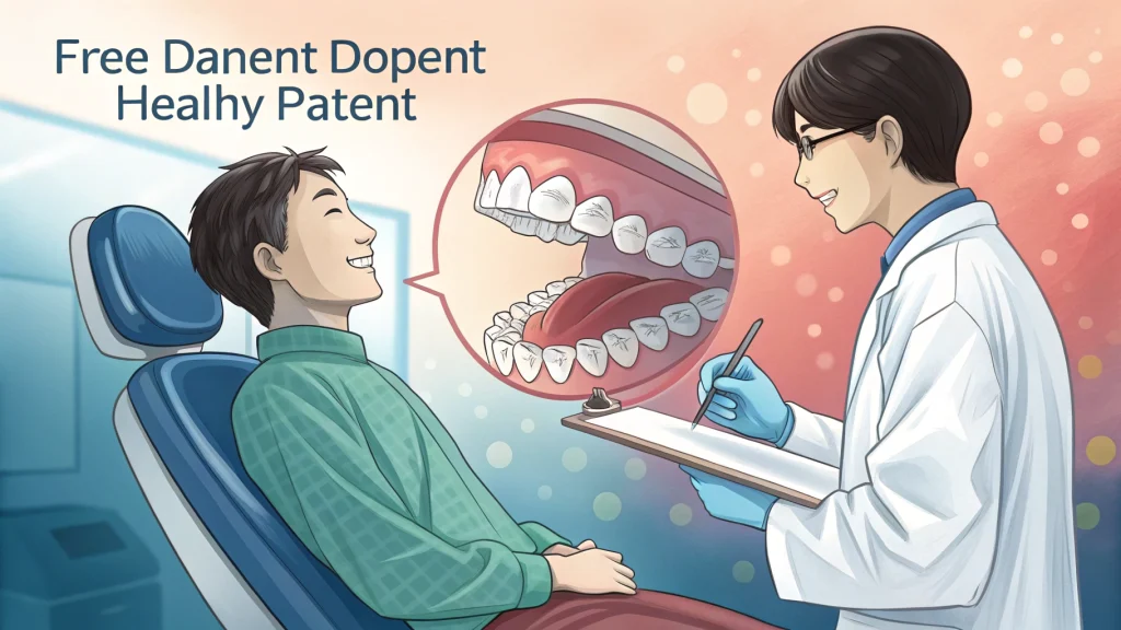 歯医者で歯周病治療について説明を受ける男性