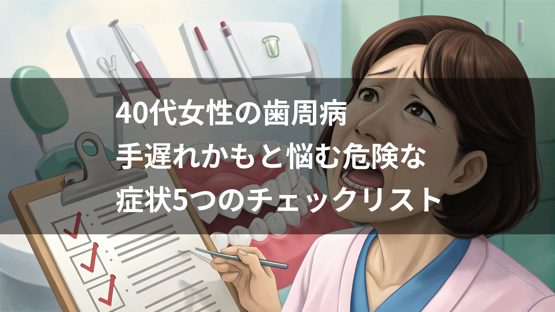 40代女性の歯周病|手遅れかもと悩む危険な症状5つのチェックリスト