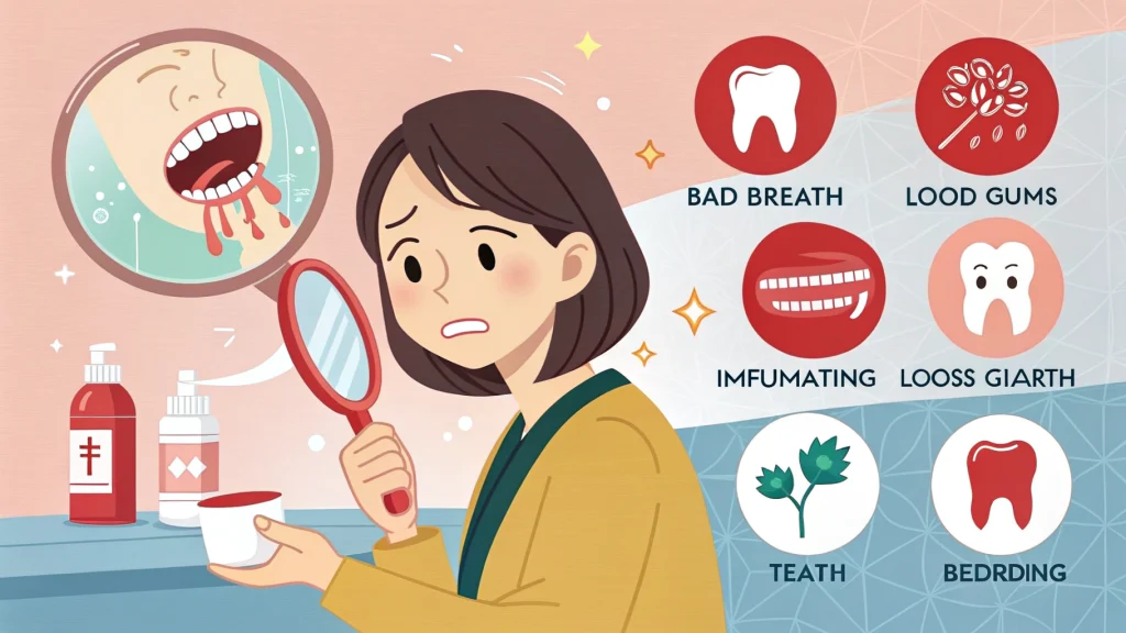 歯茎から血が出ている女性のイラスト