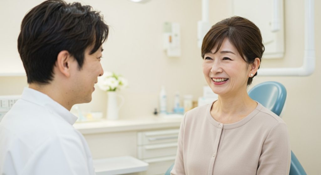 歯周病治療で人生が変わって喜ぶ女性
